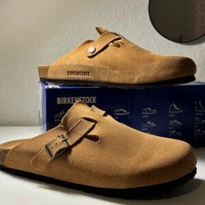 Birkenstock Boston Suede Soft Footbed Slip-Ons brown